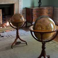 Globes sitting in a room