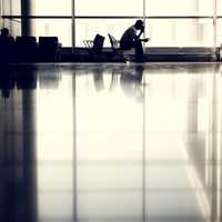 A guy waiting at the airport