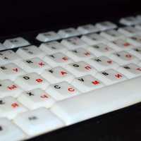 Keyboard with red and black letters