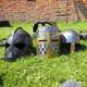 Knight Helmets on the grass