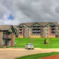 Apartment building landscape