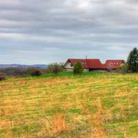 House behind fields