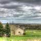 Landscape, house and clouds