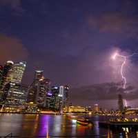 Lightning Strike over the skyscrapers and cityscape