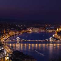 Night Time Bridge over the River Cityscape