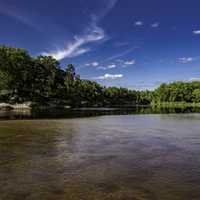 River Bend Landscape in Harstad County Park under blue skies