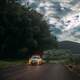 Road with police car in the landscape