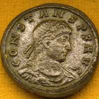 Roman coin with emperor Constant