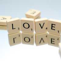 Scrabble Letters spelling love