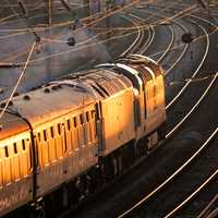 Train on Tracks with wires