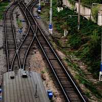 Train tracks at a junction