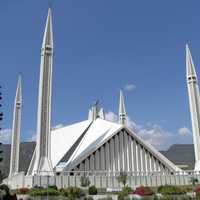 Elevation view of the Shah Faisal Masjid in Islamabad, Pakistan