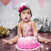 Baby destroying Pink Cake