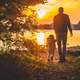 father-and-child-walking-at-sunset