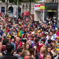 People Marching in Pride Parade