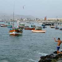 Ancon Harbor with Boats on the water in Peru