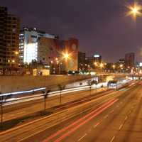 Night Time Cityscape with lights and highway in Lima, Peru