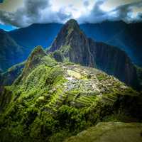 Intensely Colored Overview of Machu Picchu, Peru