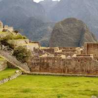 Stone buildings and temples in Machu Picchu, Peru