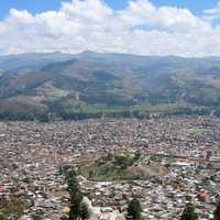 Cityscape and Mountains in Cajamarca, Peru
