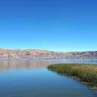 Lake Titicaca landscape with blue