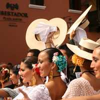 Marinera dancers in Trujillo festival in Trujillo, Peru