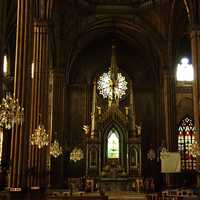 Interior of Basilica Minore de San Sebastian in Manila, Philippines