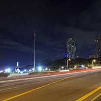 Night time Lights on the road in Manila, Philippines 