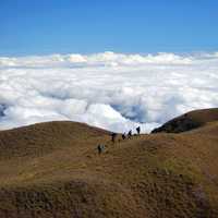 Hiking in the Hills above the Sea of Clouds on Mount Pulag, Philippines