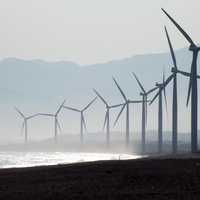 Windmill Farm on the shore in the Philippines