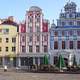 Façades in the rebuilt old town in Szczecin