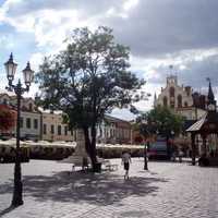 Historic Market Square with clouds in Rzeszow
