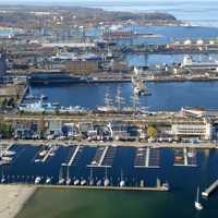 Port of Gdynia with ships and docks