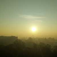 Sunlight through the smog in Wroclaw, Poland