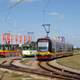 Trams in Łódź on the tracks