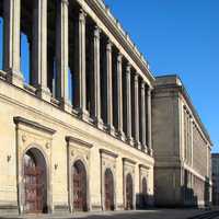 Ministry of Agriculture building and wall in Warsaw, Poland