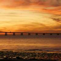 Dusk Sky Over Bridge at Lisbon, Portugal