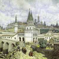 Cityscape of 17th century Moscow, Russia