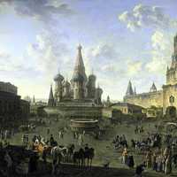 Red Square painting of Moscow, Russia in 1801