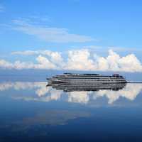 Large cruise boat on the water in Russia