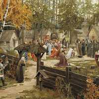 Sergius of Radonezh blessing Dmitry Donskoy in Russia