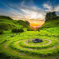 Beautiful landscape with sky and sunset in Skye, Scotland