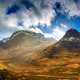 Clouds and sky above the three sisters in Scotland