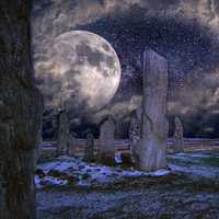 Large Moon in Celtic place of worship
