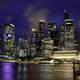 Singapore Skyline with dark blue sky in the background at night