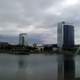 Kuchajda Lake and skyline in Bratislava, Slovakia