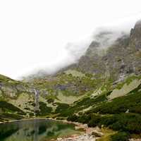 Mountain and foggy landscape at Velický vodopád