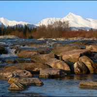 Snow capped mountain peaks landscape in Slovakia