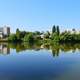 Town skyline and lake landscape in Slovakia