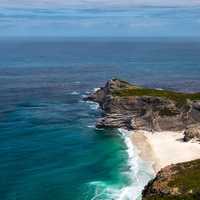 Shoreline landscape and scenery in Cape Town, South Africa